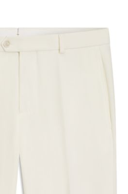 Pantalon Tapered en laine vierge et coton, Blanc