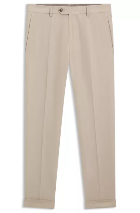 Tapered-fit trousers in virgin wool and cotton