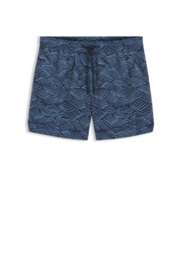 Ba&ntilde;ador tipo shorts con logo de dise&ntilde;o en toda la prenda, Celeste