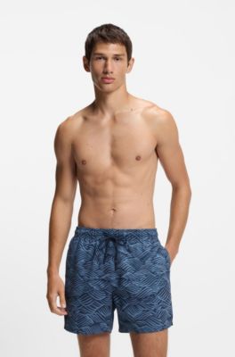 Swim shorts with logo artwork, Light Blue