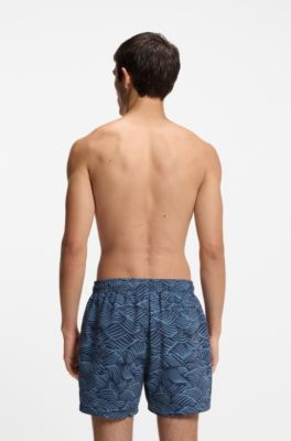 Swim shorts with logo artwork, Light Blue