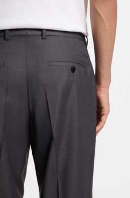 Pantalon Regular en laine vierge d&eacute;perlante, Noir