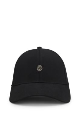 Stretch-cotton cap with Double B monogram, Black