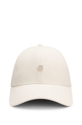 Stretch-cotton cap with Double B monogram, White