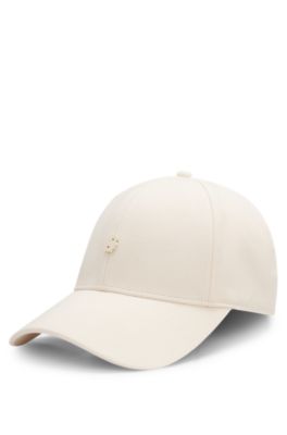 Stretch-cotton cap with Double B monogram, White