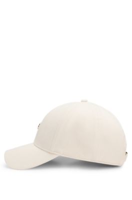 Stretch-cotton cap with Double B monogram, White