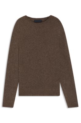BECKHAM x BOSS knitted sweater with moulin&eacute; rib, Light Brown