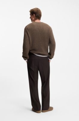 BECKHAM x BOSS knitted sweater with moulin&eacute; rib, Light Brown
