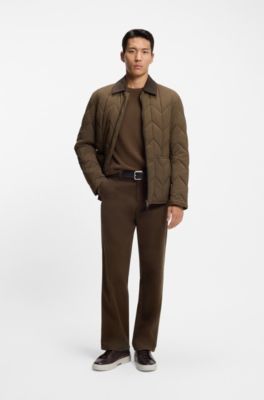Pantalones tapered fit de algod&oacute;n el&aacute;stico cepillado, Cal
