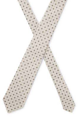Jacquard-pattern tie in silk, Khaki