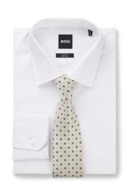 Jacquard-pattern tie in silk, Khaki