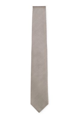 Jacquard-pattern tie in silk, Khaki
