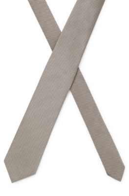 Jacquard-pattern tie in silk, Khaki