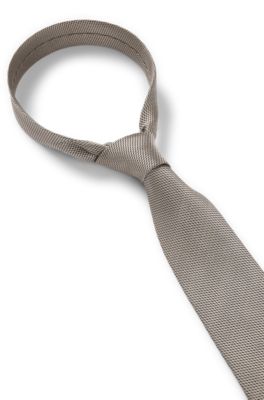 Jacquard-pattern tie in silk, Khaki
