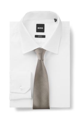 Jacquard-pattern tie in silk, Khaki