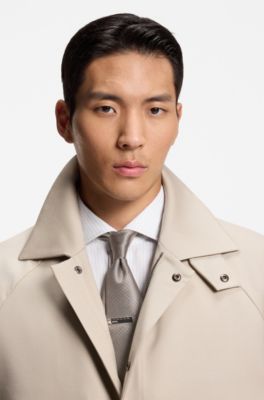 Jacquard-pattern tie in silk, Khaki