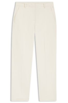 Pantalones tobilleros tapered fit de algod&oacute;n el&aacute;stico, Blanco