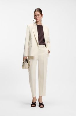 Regular-fit trousers in stretch cotton, White