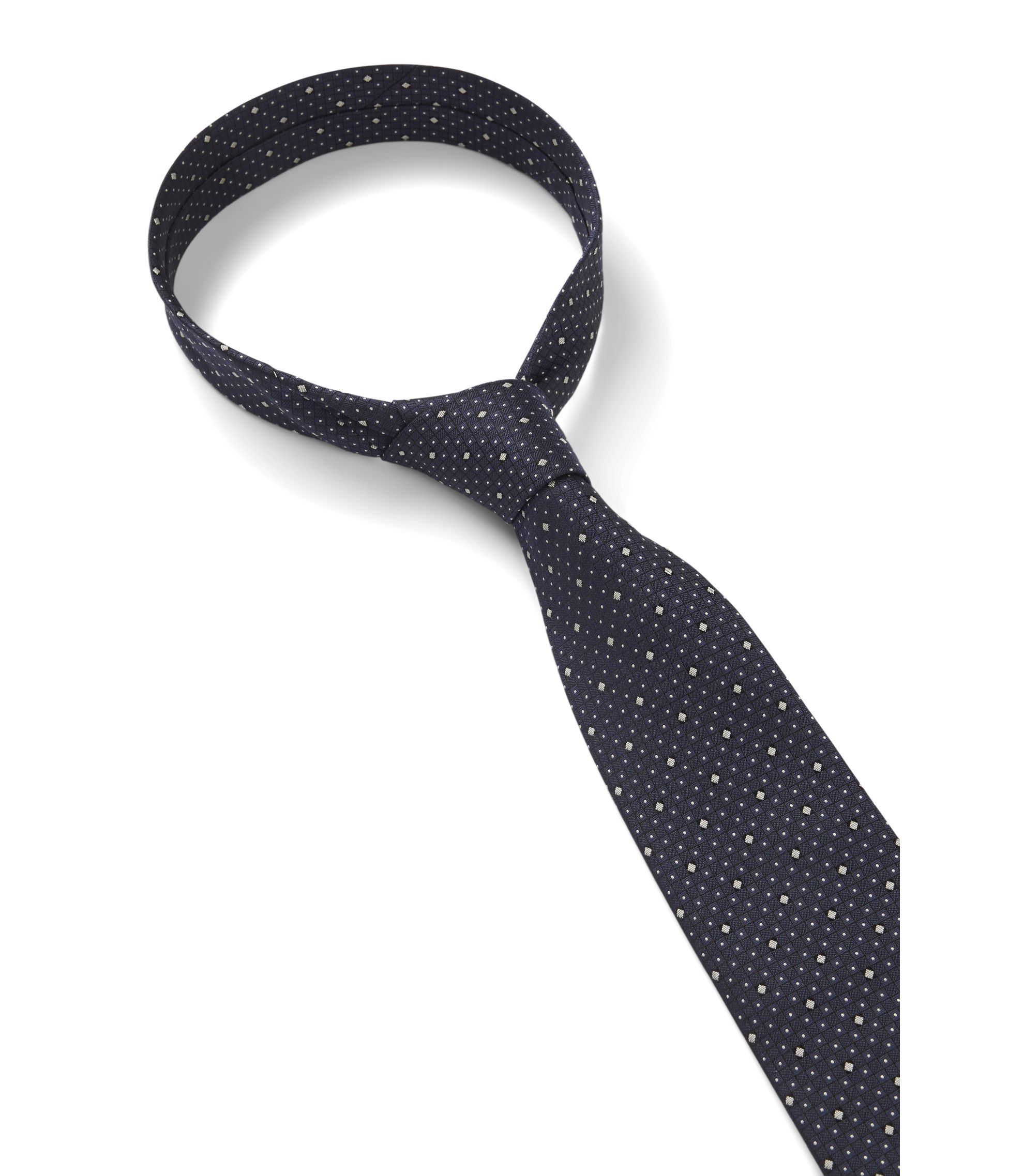 BOSS - Italian-silk tie with jacquard pattern - Dark Blue