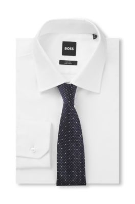 Corbata estampada de seda italiana, Azul oscuro