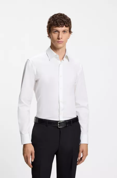 Easy-iron slim-fit shirt in stretch-cotton poplin