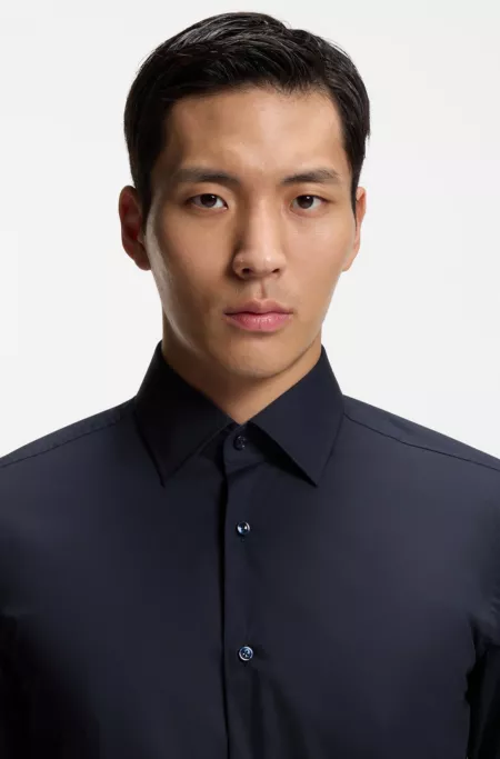 Easy-iron slim-fit shirt in stretch-cotton poplin