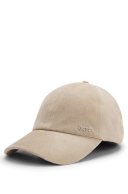 Suede cap with metal logo rivet, Khaki