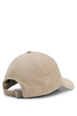 Suede cap with metal logo rivet, Khaki