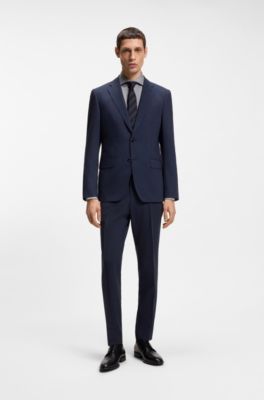 Easy-iron slim-fit shirt in stretch cotton, Dark Blue