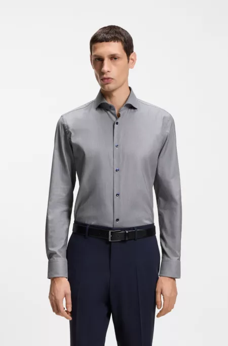 Easy-iron slim-fit shirt in stretch cotton