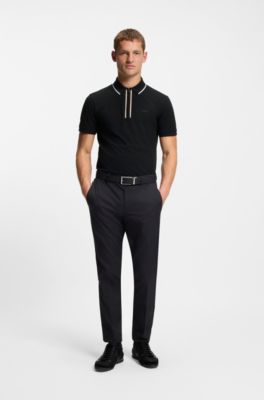 Polo Slim en coton stretch aux propri&eacute;t&eacute;s d&rsquo;&eacute;vacuation de l&rsquo;humidit&eacute;, Noir