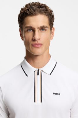 Polo Slim en coton stretch aux propri&eacute;t&eacute;s d&rsquo;&eacute;vacuation de l&rsquo;humidit&eacute;, Blanc