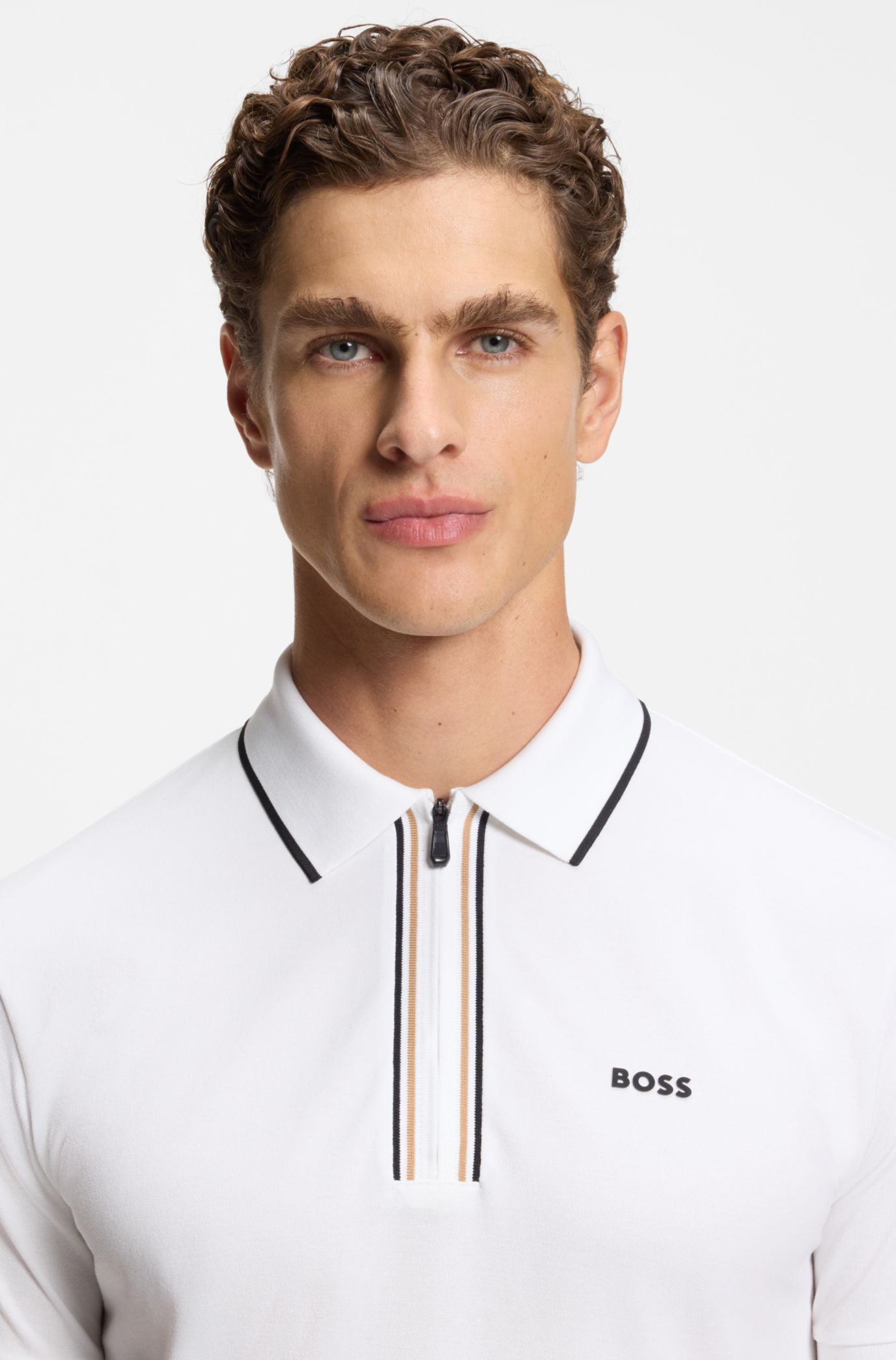 BOSS - Active Slim-fit polo shirt in moisture-wicking stretch