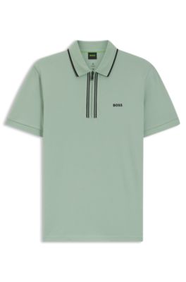 Active Slim-fit polo shirt in moisture-wicking stretch cotton, Light Green