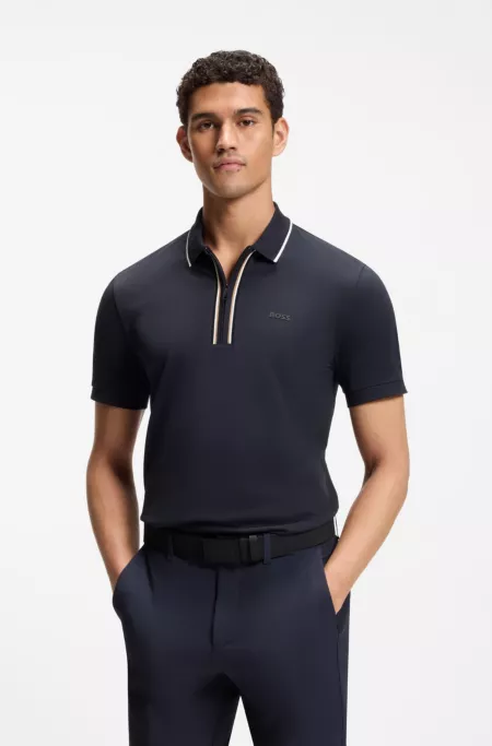 Active Slim-fit polo shirt in moisture-wicking stretch cotton