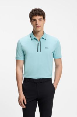Active Polo slim fit de algod&oacute;n el&aacute;stico con absorci&oacute;n de humedad, Celeste