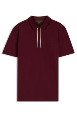 Active Slim-fit polo shirt in moisture-wicking stretch cotton, Dark pink