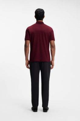 Active Slim-fit polo shirt in moisture-wicking stretch cotton, Dark pink
