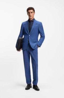 Chemise Regular en coton structur&eacute; fa&ccedil;onn&eacute;, Bleu fonc&eacute;