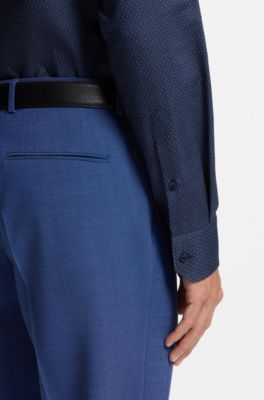 Chemise Regular en coton structur&eacute; fa&ccedil;onn&eacute;, Bleu fonc&eacute;