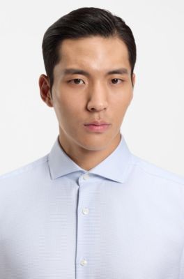 Slim-fit shirt in cotton twill, Light Blue