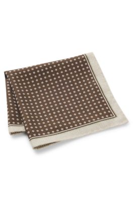 Pochette de costume en soie italienne &agrave; double imprim&eacute;, Chaux