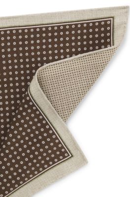 Double-print pocket square in Italian silk, Light Green