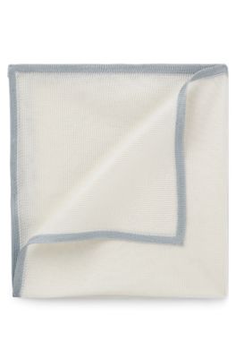Pa&ntilde;uelo de bolsillo de punto de seda italiana, Blanco