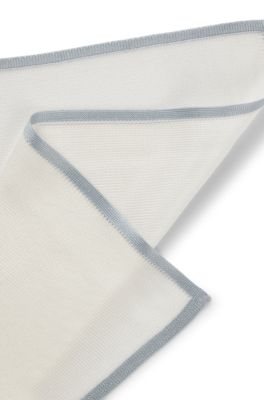 Pa&ntilde;uelo de bolsillo de punto de seda italiana, Blanco