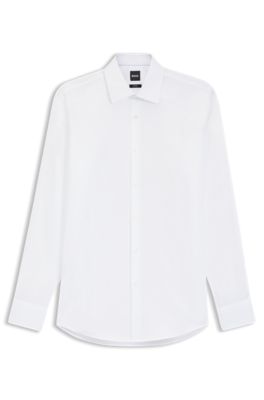 Camisa slim fit en popel&iacute;n de algod&oacute;n de planchado f&aacute;cil, Blanco
