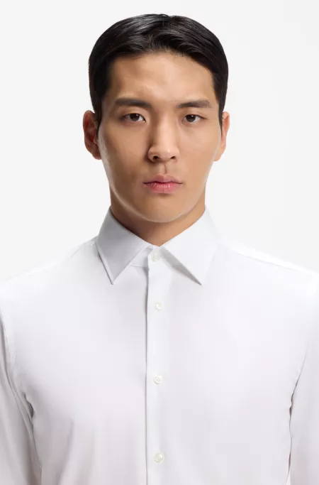 Easy-iron slim-fit shirt in cotton poplin