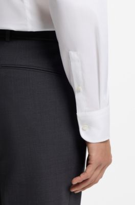 Camisa slim fit en popel&iacute;n de algod&oacute;n de planchado f&aacute;cil, Blanco