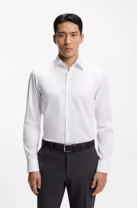 Easy-iron slim-fit shirt in cotton poplin