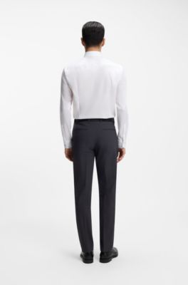 Easy-iron slim-fit shirt in cotton poplin, White